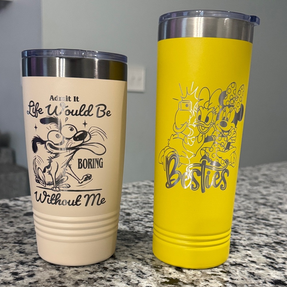 Yellow and Cream Insulated Tumblers
